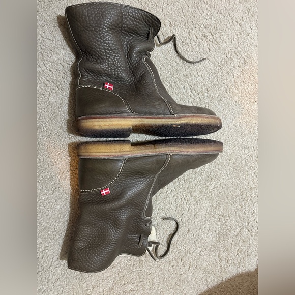 SOLD-Duckfeet Arhus Wooled Lined Boots Danish Design Olive Leather Size 44 (11US - Picture 4 of 9